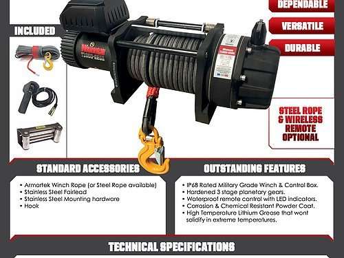 T1000-145 Extreme (Military Spec) Steel Cable Winch