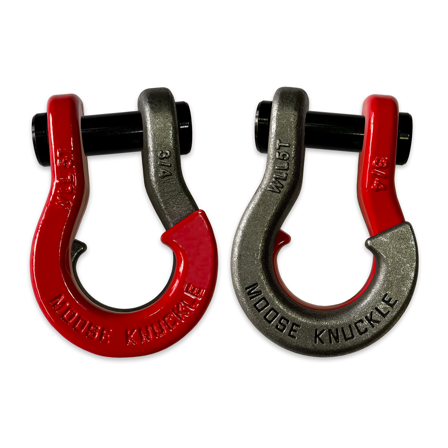 Moose Knuckle's Jowl Recovery Split Shackle 3/4 in Flame Red and Raw Dog Combo
