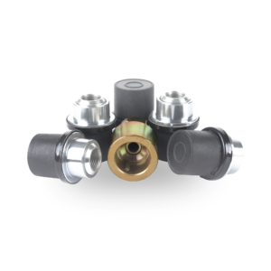 Set of 5 Locking Alloy Wheel Nuts - 16 x 1.5 - 27mm - Black - Flat Seated ( Lock version of RRD500560 / Defender )