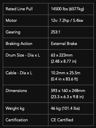 Samurai 14500 Steel Cable Winch