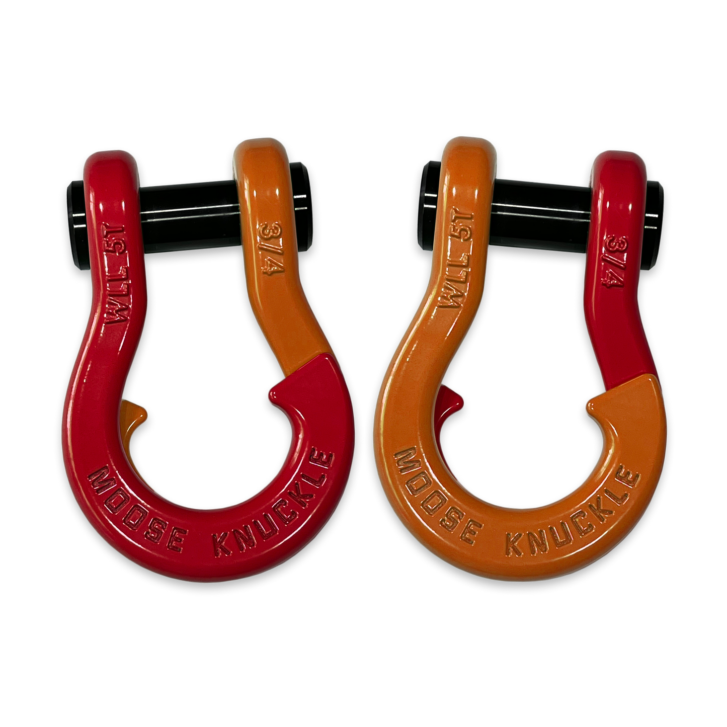 Jowl Recovery Split 3/4 in Shackle - Flame Red and Obscene Orange Combo