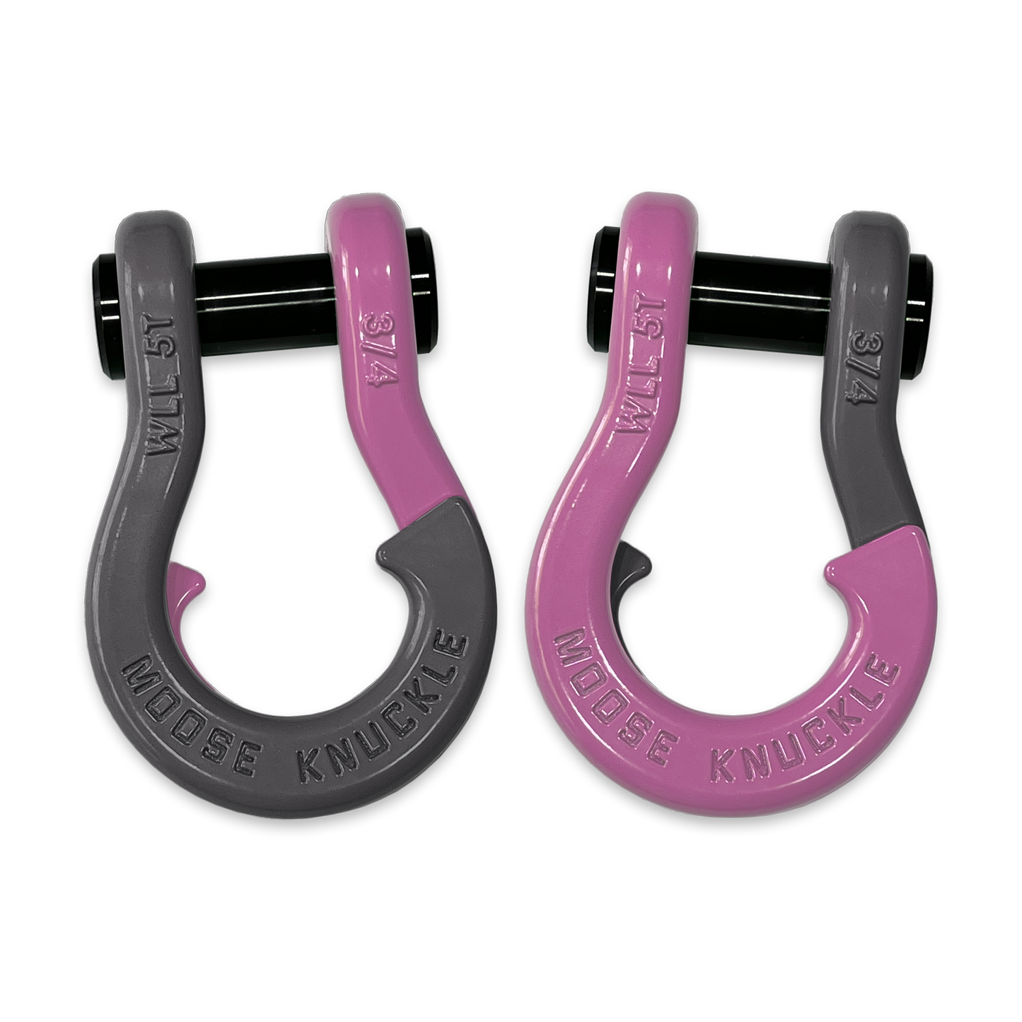Moose Knuckle's Jowl Recovery Split Shackle 3/4 in Gun Gray and Pretty Pink Combo